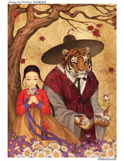 韓国アーティストが西洋童話をアジア風にアレンジしたイラスト3