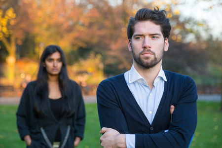 36793420 - couple after a fight in a park