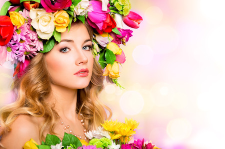 37398449 - spring woman beauty portrait with flowers hairstyle