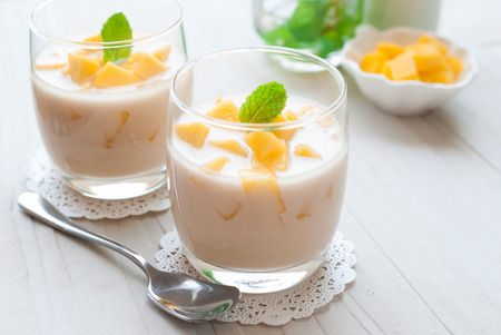 41582400 - mango panna cotta, italian dessert, homemade