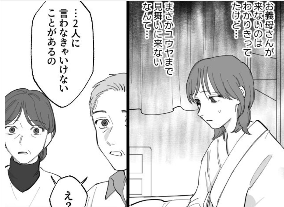 「1度も見舞いに来ないなんて！」入院中の妻を無視する夫！？しかし夫の本性を知った母が…「考えがあるの」⇒夫婦生活のバランスを取り戻すヒント