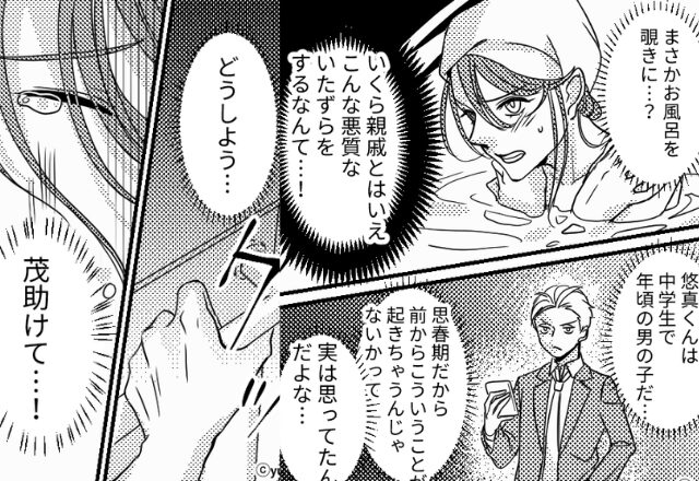 入浴中の嫁を強引に覗き見する”思春期”の甥っ子。しかし「助けて…」【間一髪】の状況で現れたのは…！？【義母との良好な関係の築き方】