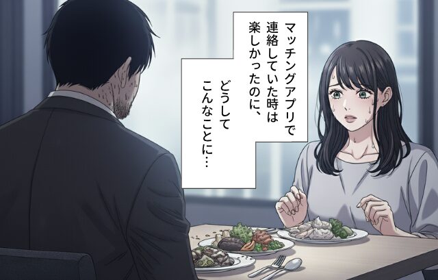 アプリで出会った4個上の彼。初アポ当日⇒「えっ…」食事がまったく喉を通らなかった恐怖の話。