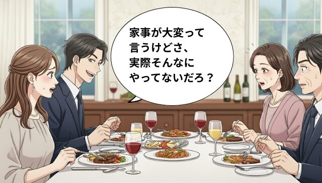 結婚記念日の食事会で「そんなにやってないだろ？」義家族の前で夫が放った【冗談】に妻が凍りついたワケ。