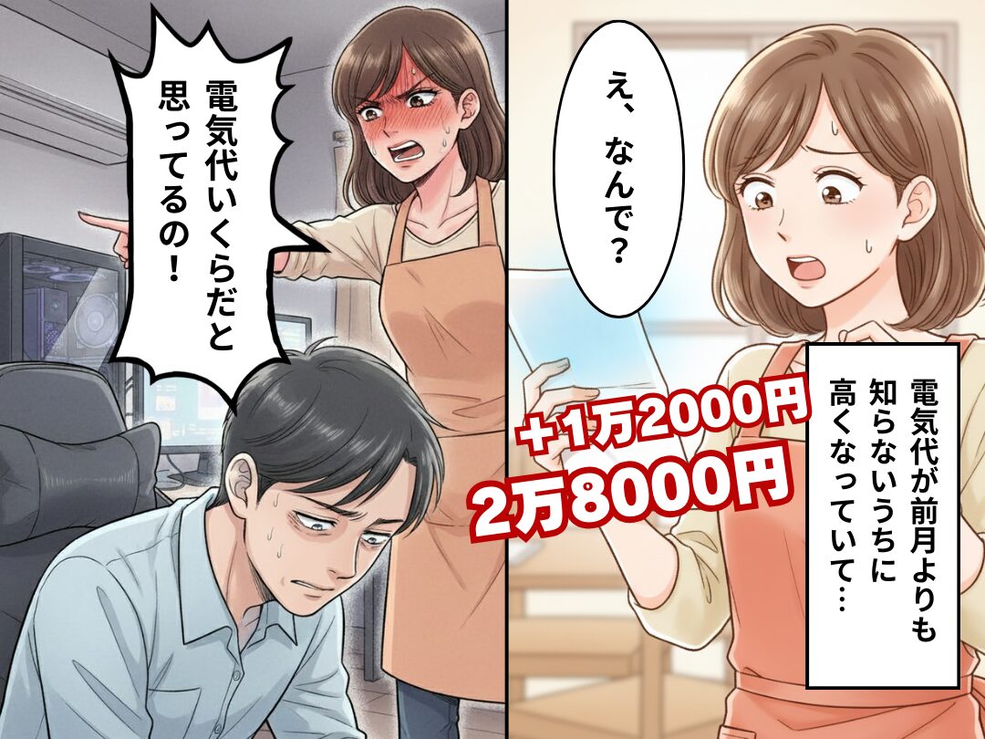 夫のせいで電気代が【12,000円→28,000円】に急増！？しかし直後→激怒した嫁の”仕返し”に夫は冷や汗！？