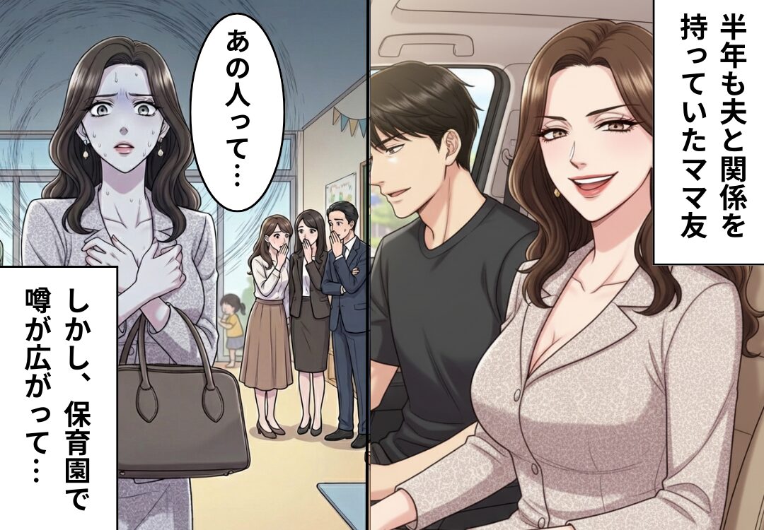 仲よしのママ友が…“半年間”夫と関係を持っていた！？すると⇒【保育園】で噂が広がり…ママ友が追い詰められた話