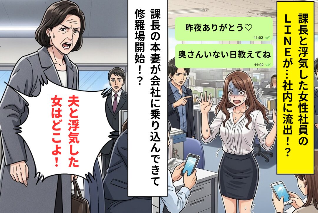 課長と女社員の“浮気LINE”が…社内流出！？さらに⇒「浮気女はどこよ！」課長の”本妻“が現れ、修羅場になった話