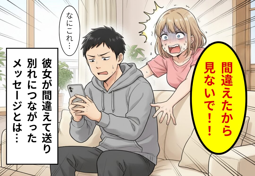 家で一緒に過ごす彼女から…【3件のメッセージ】が！？直後⇒青ざめる彼女に、彼が別れを告げた“ワケ”
