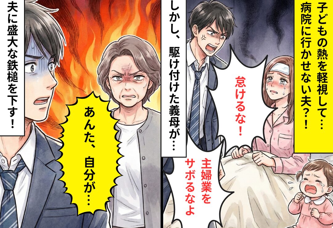 【39℃】の高熱で寝込む妻に…夫「怠けるな！」しかし次の瞬間⇒「あんた…」義母が背後に立っていた話
