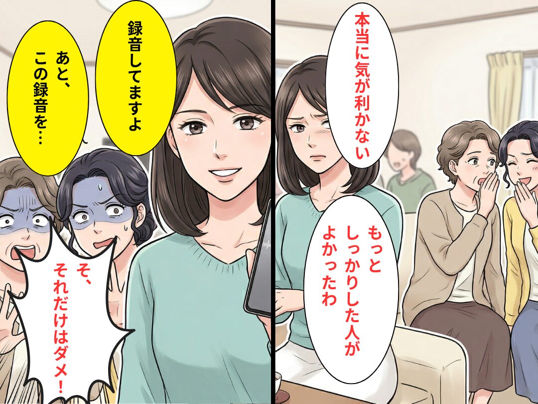 親戚の前で“嫁を侮辱し続ける”義母と義妹だが「録音してます」⇒続けて嫁が【放った一言】に…2人は顔面蒼白！？