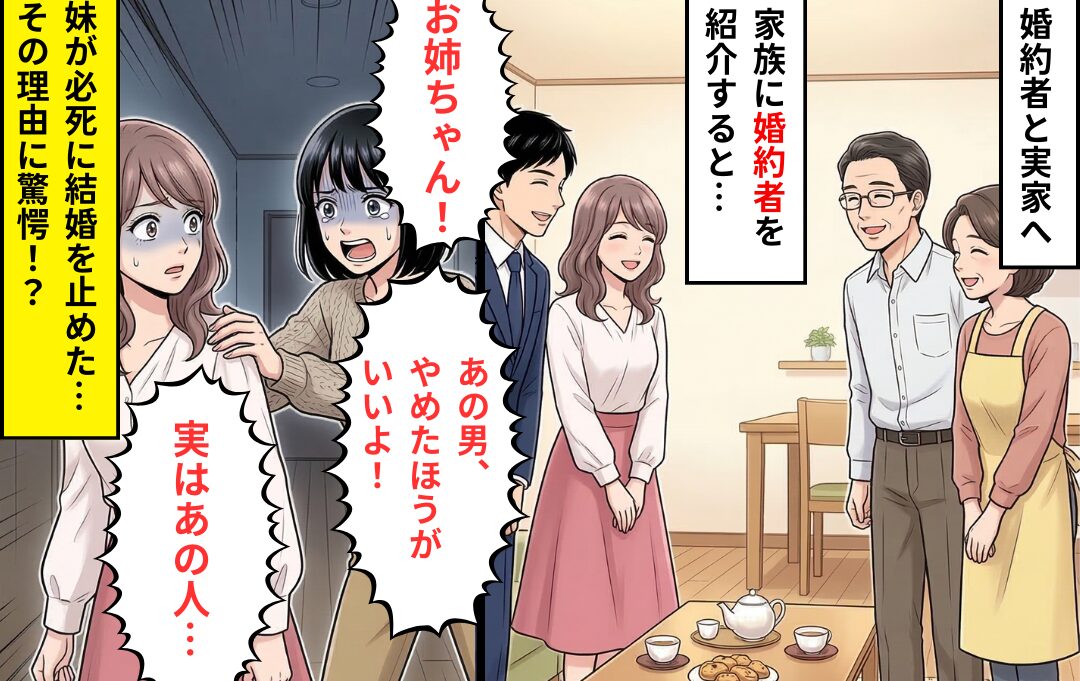 姉の“婚約者”を見て…怖がる妹！？「あの人ヤバイよ！実は…」妹が打ち明けた【正体】に…頭が真っ白になったワケ