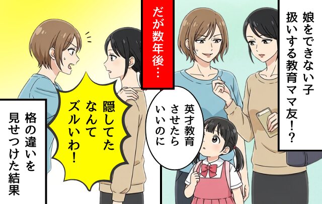 娘を“できない子扱い”する教育ママ友。だが数年後「隠してたなんてズルいわ！」⇒格の違いを見せつけた【結果】