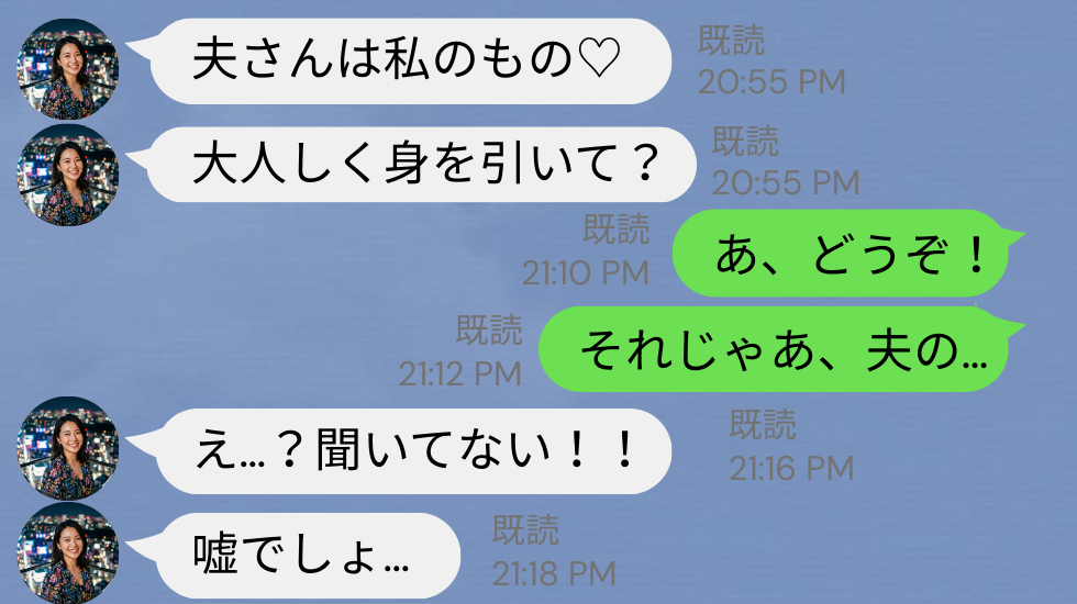 「夫さんは私のもの♡」妻を挑発する浮気女！？しかし「どうぞ！それじゃあ夫の…」⇒【たった一言】で圧倒的勝利を収めた妻の話