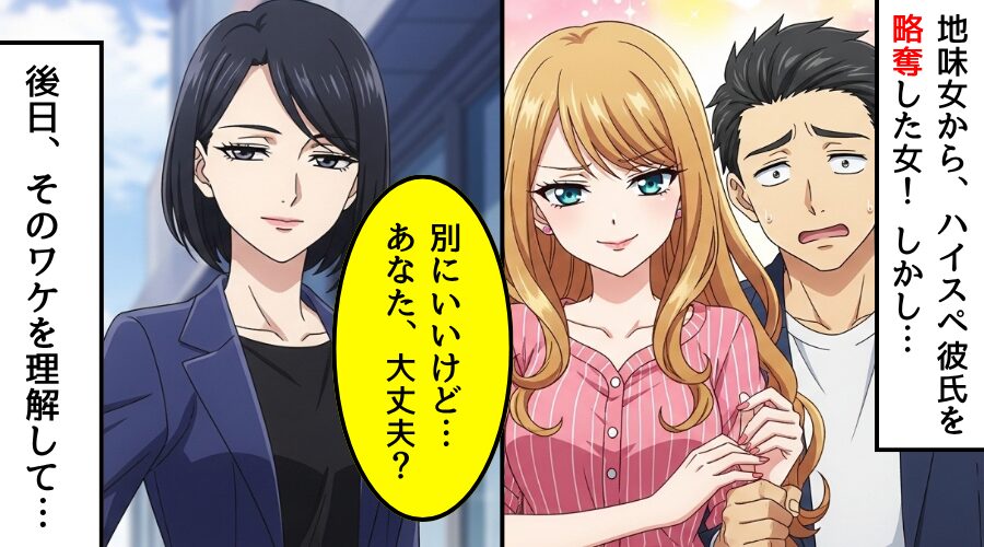 地味女から、ハイスぺ彼を略奪すると…「大丈夫？」心配された？後日⇒そのワケを理解し…“地獄落ち”を覚悟した話