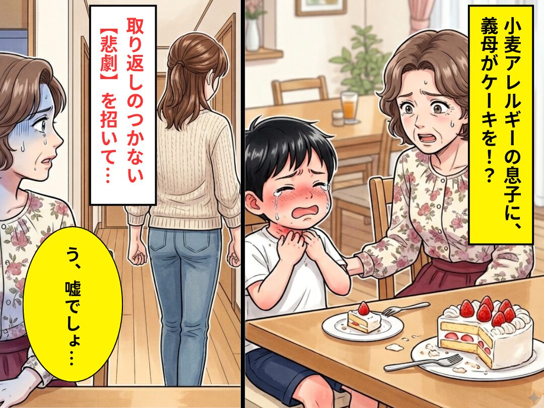 小麦アレルギーの息子の口に…わざと“ケーキ”を入れた義母！？⇒「嘘でしょ…」取り返しのつかない【悲劇】を招いた話