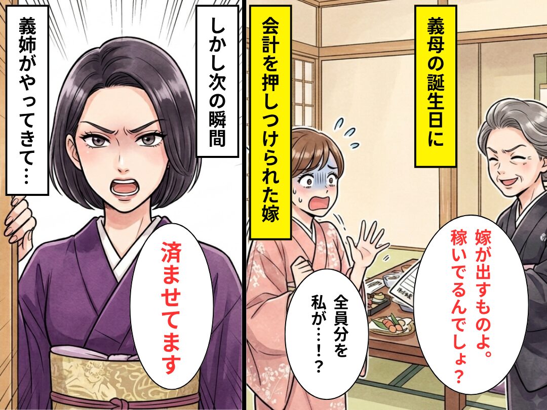 食事代【4万円】を“嫁に”押しつける義母！？しかし直後⇒「済ませてます」まさかの事態で…義母が真っ青に！？