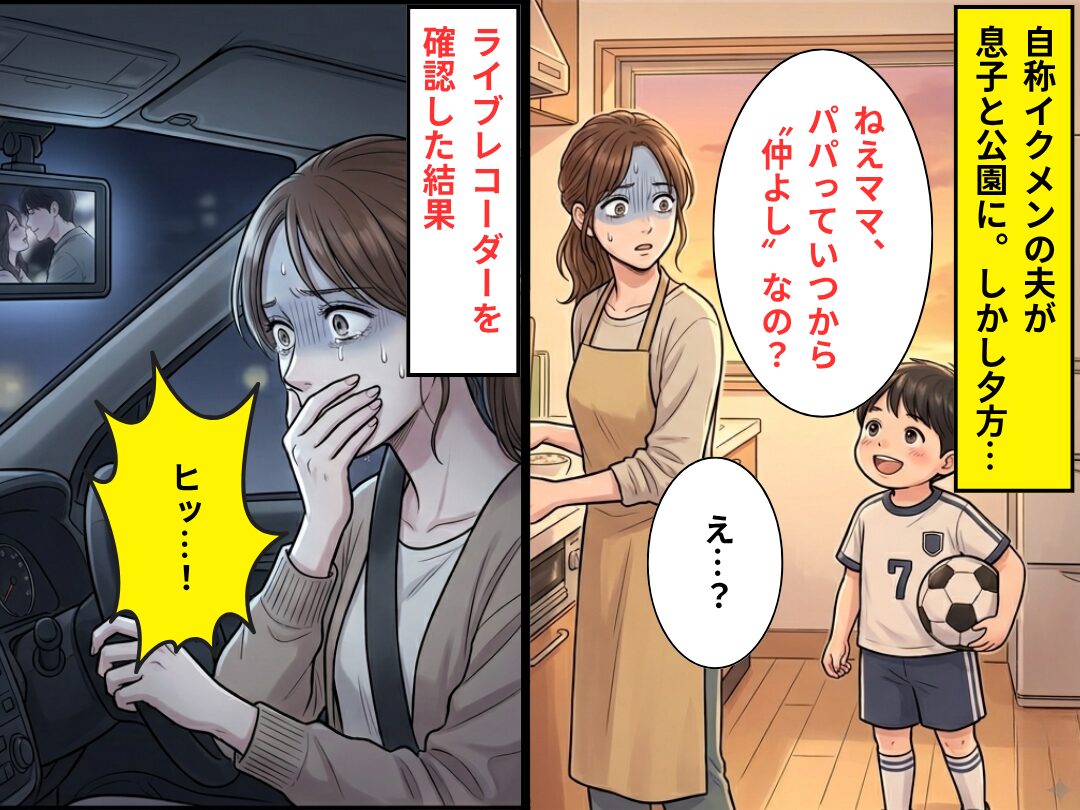 夫と公園に行った息子の『無邪気な質問』に違和感？その後⇒「ヒッ…！」ドライブレコーダーを見た妻が絶望した話。