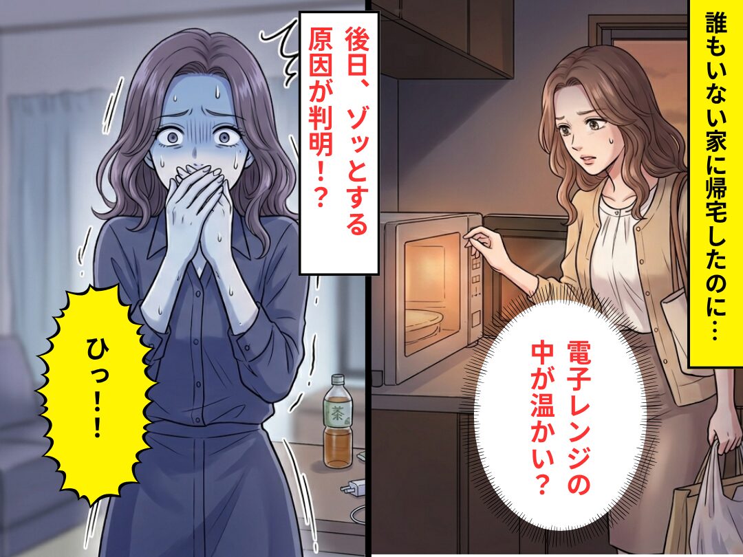 誰もいない家に帰宅するが…電子レンジが温かい？後日⇒「ひっ！！嘘でしょ…？」ゾッとする原因が判明した話