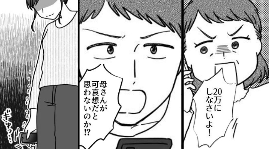 義母への仕送り【20万円】を断ると「可哀想だろ！」庇う夫！？後日⇒妻が静かに告げた“決断”に…夫「え？待って？」