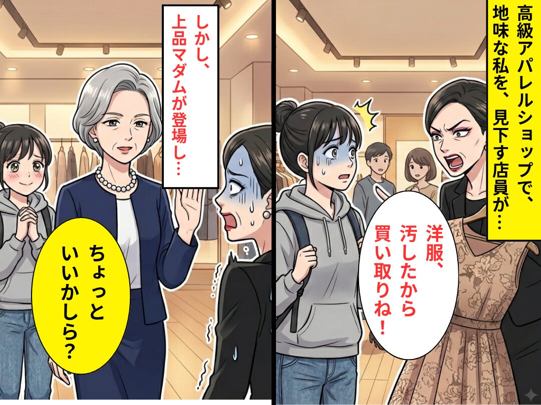「洋服、汚したから買い取りね！」店員が私を“犯人”扱い！？しかし⇒「いいかしら？」上品マダムの指摘で…真っ青のワケ