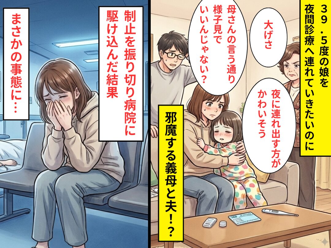 【39.5度の娘】の夜間診療受診を“邪魔する”義母と夫！？しかしその後⇒深刻な事態を招き…妻「嘘…」