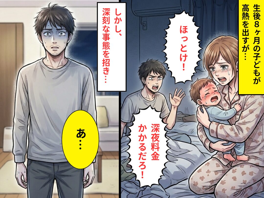 子どもが【40℃】の高熱でも「深夜料金かかるだろ！」放置する夫！？しかし⇒深刻な事態を招き…夫「あ…」