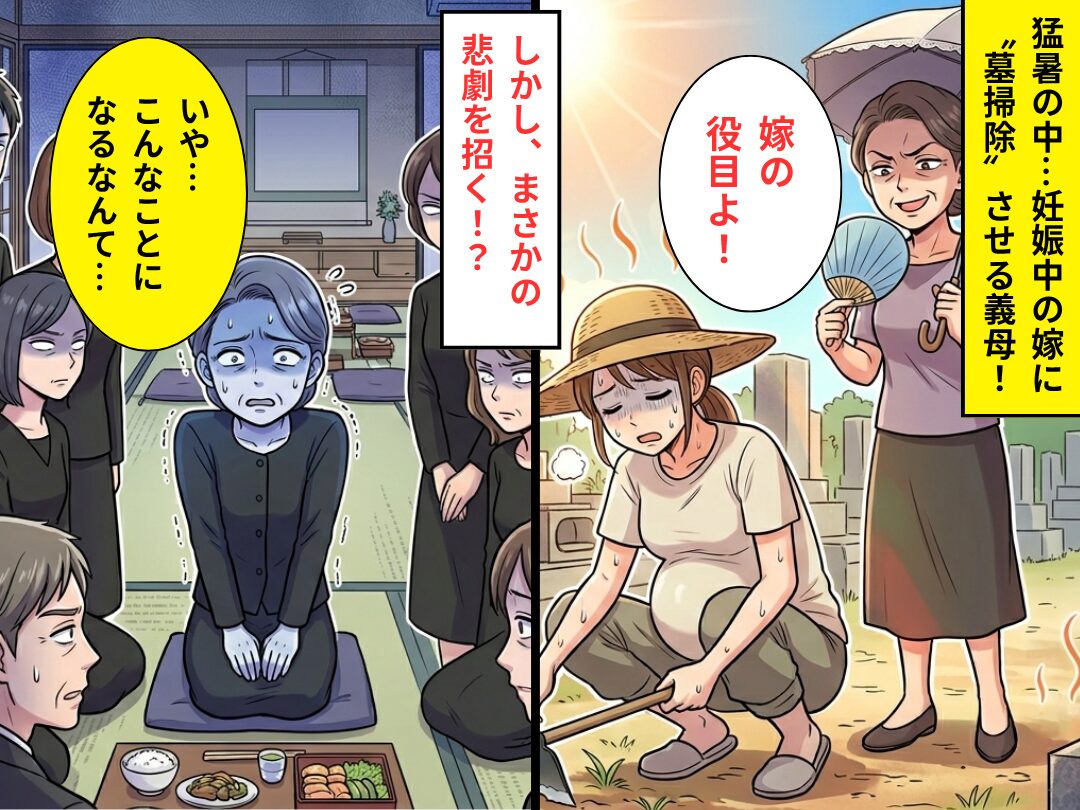 猛暑の中…妊娠中の嫁に“墓掃除”させる義母！？しかし⇒「こんなことになるなんて…」義母が真っ青になったワケ