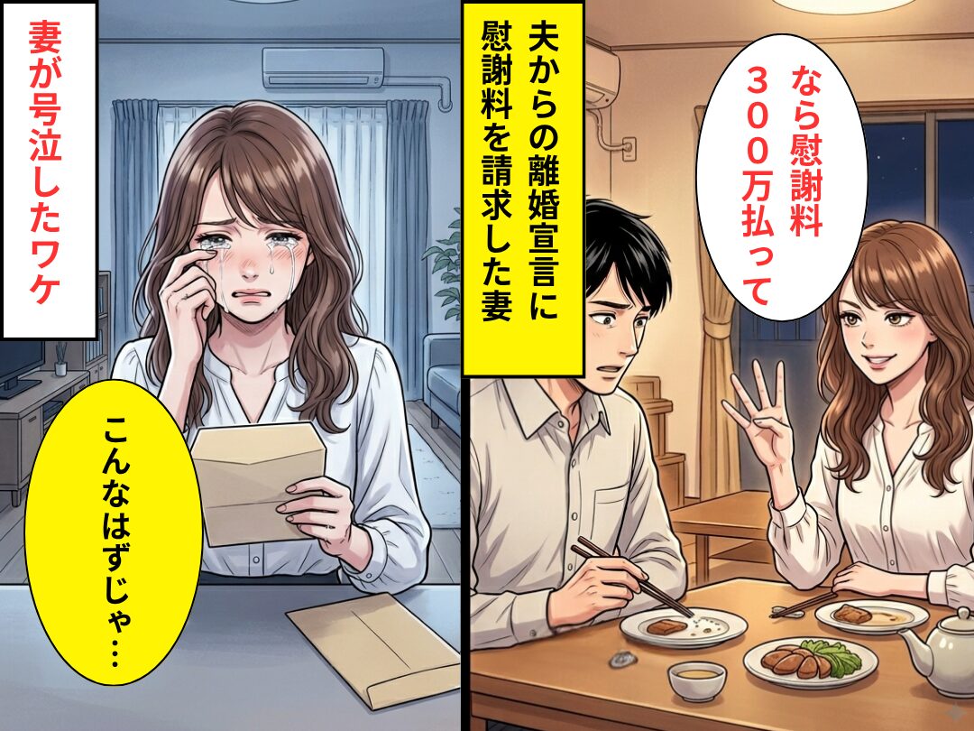 夫からの離婚宣言に…妻「慰謝料300万払って」だが数日後⇒夫が渡した【2つの封筒】で「こんなはずじゃ…」妻が号泣したワケ