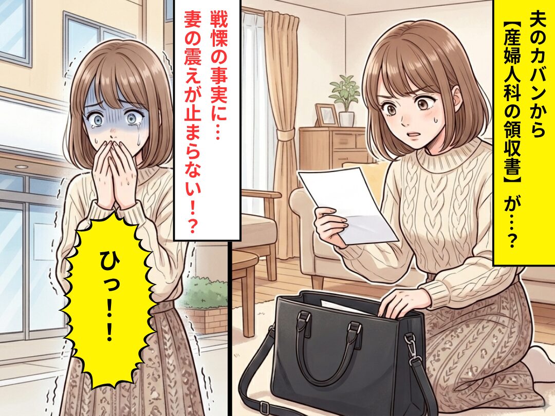 夫のカバンから【産婦人科の領収書】が…？⇒戦慄の事実が判明し「ひっ！！」妻の震えが止まらなくなったワケ