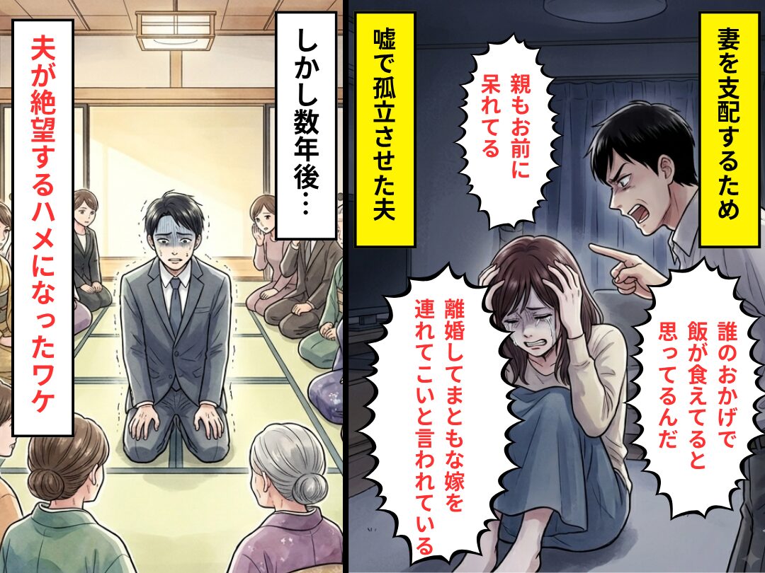 妻を支配するため「親もお前に呆れてる」嘘で孤立させた夫。しかし数年後⇒“夫が”絶望するハメに！？
