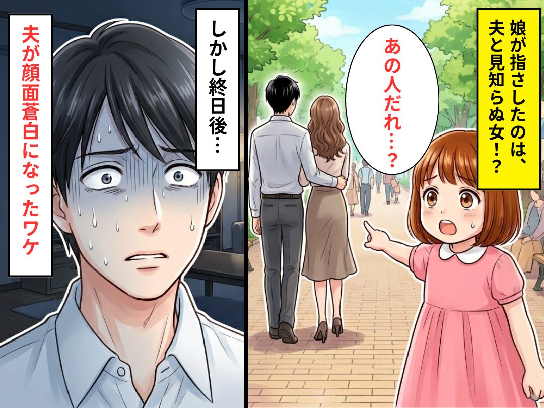 娘の指さす先には…見知らぬ女と歩く夫の姿！？しかし数日後⇒娘の【一言】で夫が顔面蒼白になったワケ
