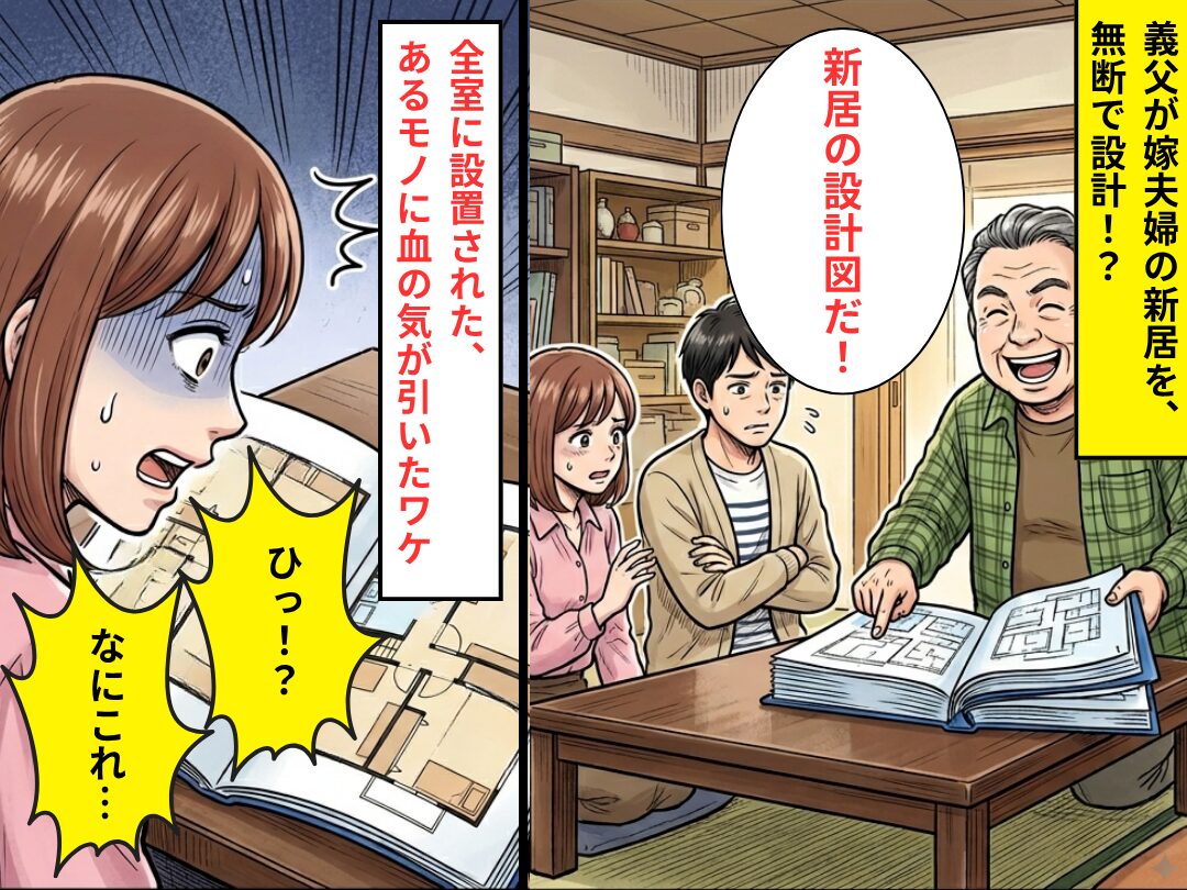 「新居の設計図だよ！」義父が無断で、嫁宅を設計！？⇒全室に設置された【あるモノ】に「ひっ！？」血の気が引いたワケ