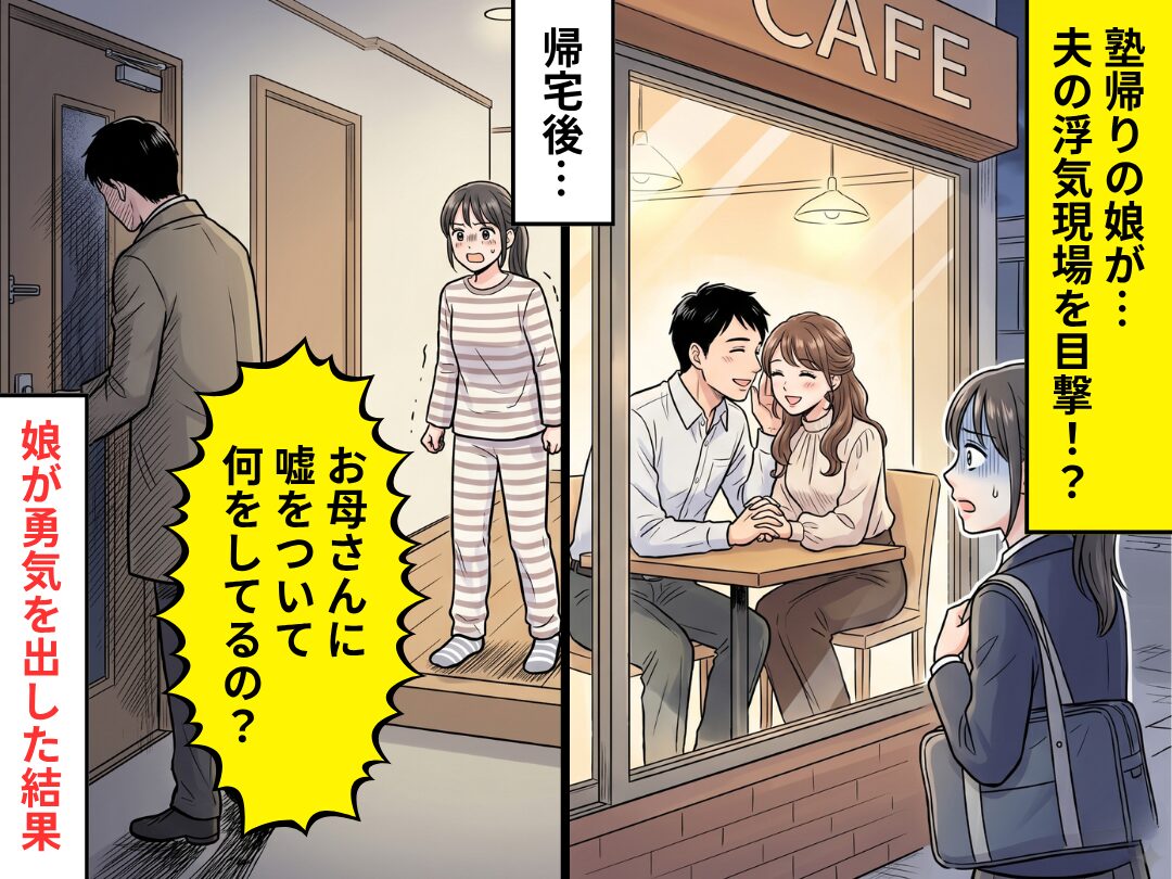 塾帰りの娘が“夫の浮気”を目撃！？「お母さんに嘘ついて何してるの？」⇒娘の勇気が【まさかの悲劇】を招いたワケ