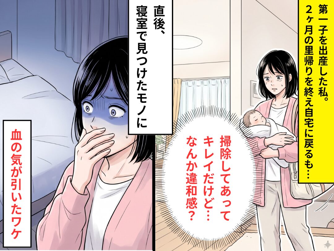 里帰り出産を終え帰宅した瞬間…“違和感”を覚える私？直後⇒寝室で【見つけたモノ】に…血の気が引いたワケ