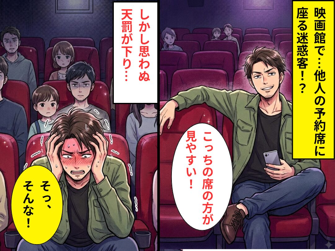 映画館で「こっちの方が見やすい！」他人の予約席に座る迷惑客！？しかし⇒思わぬ天罰が下り…「そっ、そんな！」
