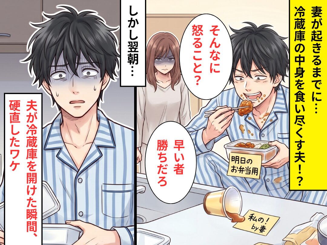 妻が起きるまでに…“冷蔵庫の中身”を食い尽くす夫！？だが翌日⇒冷蔵庫を開けた瞬間…夫が硬直した【ワケ】