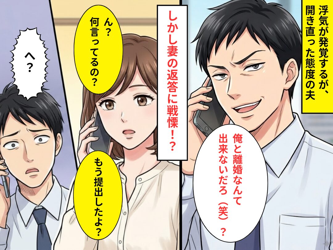 浮気夫が開き直り「俺と離婚なんて出来ないだろ（笑）」しかし⇒妻「もう提出したけど？」まさかの事態に…「へ？」