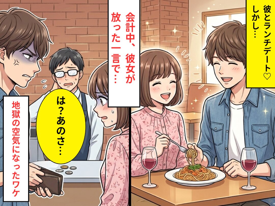 彼とランチデート♡しかしお会計中…⇒彼女が“良かれと思い”放った【ある一言】で、地獄の空気になったワケ！？