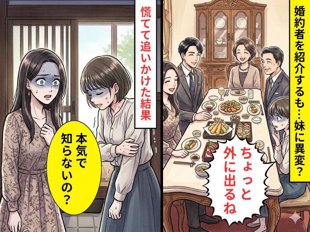 婚約者を紹介するも…妹に異変？しかし「本気で知らないの？」⇒明かされた衝撃の事実に…私「婚約破棄します」