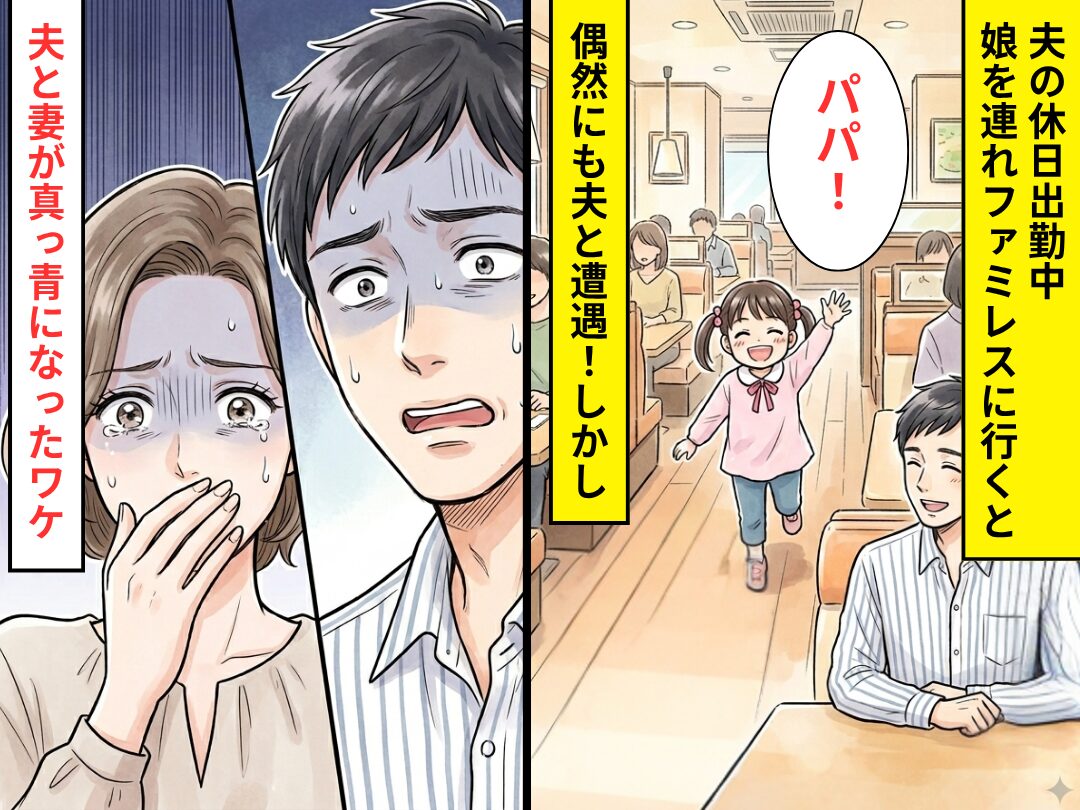 ファミレスで“休日出勤中の夫”と遭遇！喜ぶ娘だが…夫と妻は顔面蒼白に！？⇒まさかの悲劇を招いた話