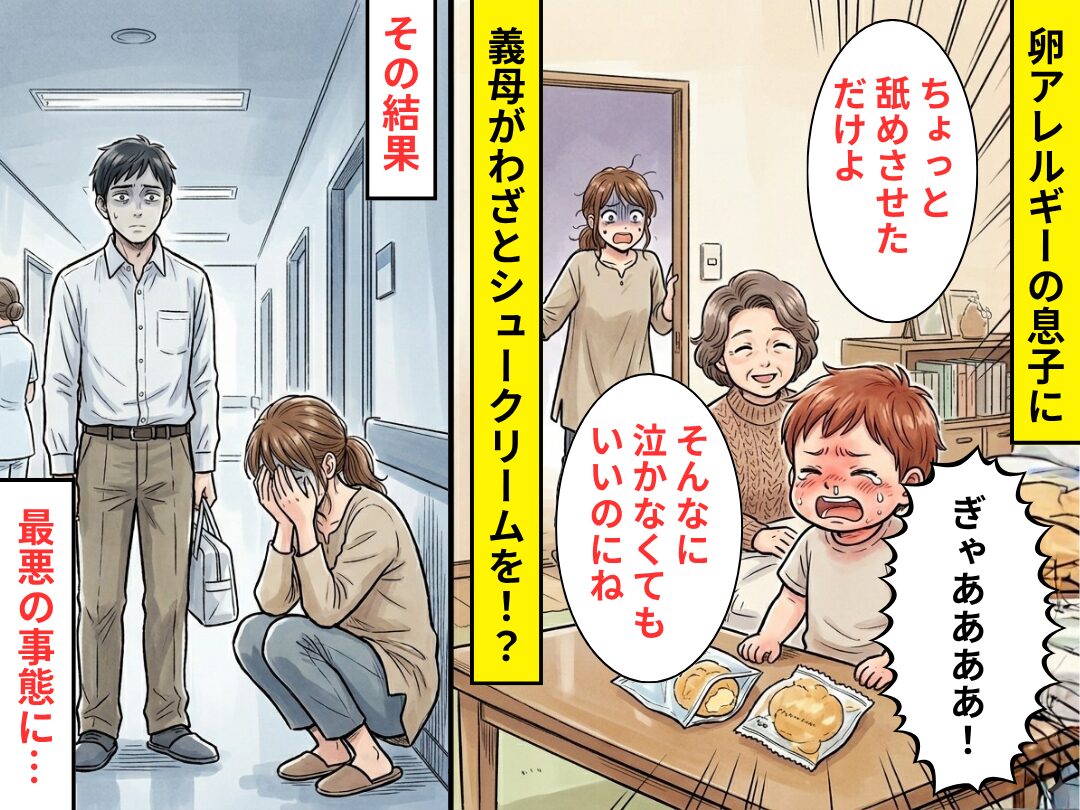 卵アレルギーの息子に…わざと“シュークリーム”をあげた義母！？⇒「待って…嘘でしょ？」最悪の事態を招いた話