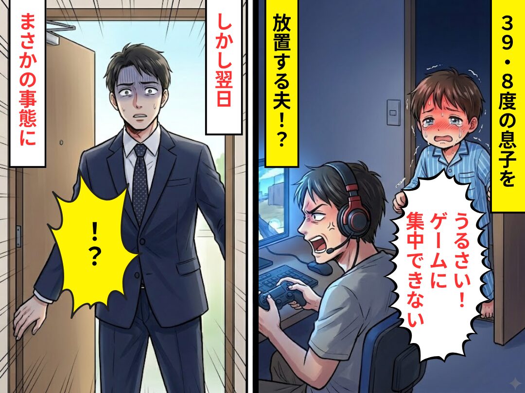 【39.8度】の息子を「うるさい！ゲームに集中できない」放置した夫。しかし翌日⇒「家族ではありません」「！？」