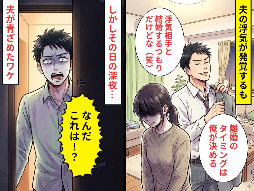 妻を見下す浮気夫「離婚のタイミングは俺が決める」しかし深夜に⇒「なんだこれは！？」夫が青ざめたワケ