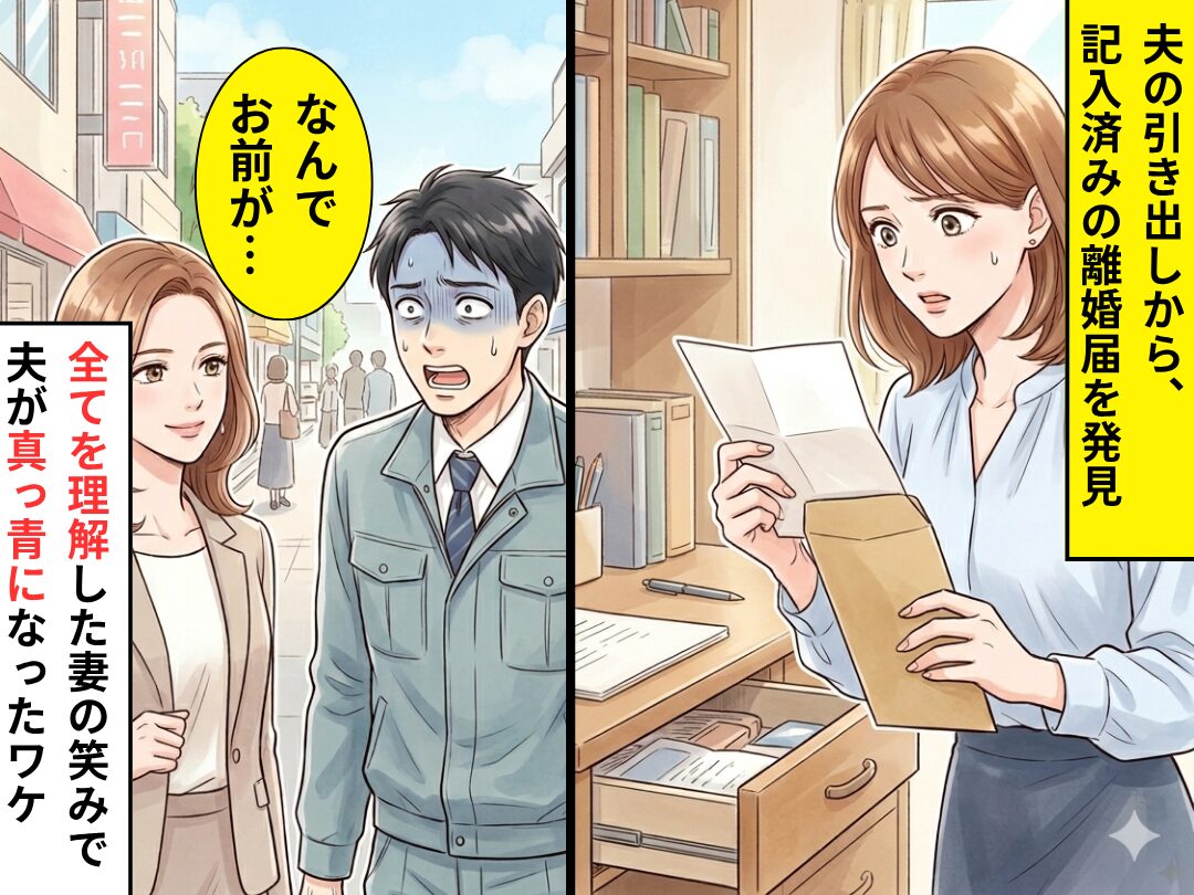 夫の引き出しから…【記入済み】の離婚届を発見。数日後⇒”全てを理解した”妻の笑みで夫が”青ざめた”ワケ