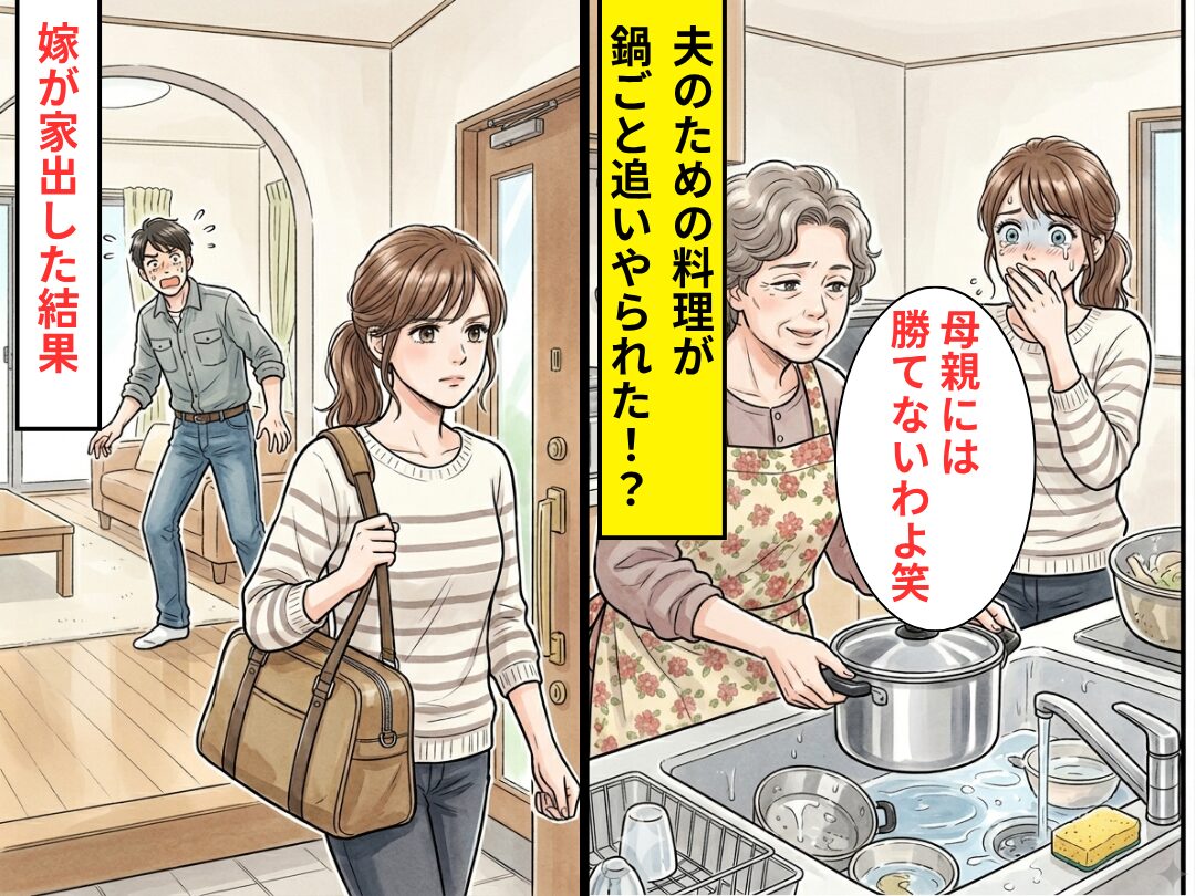 夫の誕生日のための料理が…「母親には勝てないわよ笑」鍋ごと流しに追いやられた！？だが翌日⇒嫁が家出した【結果】