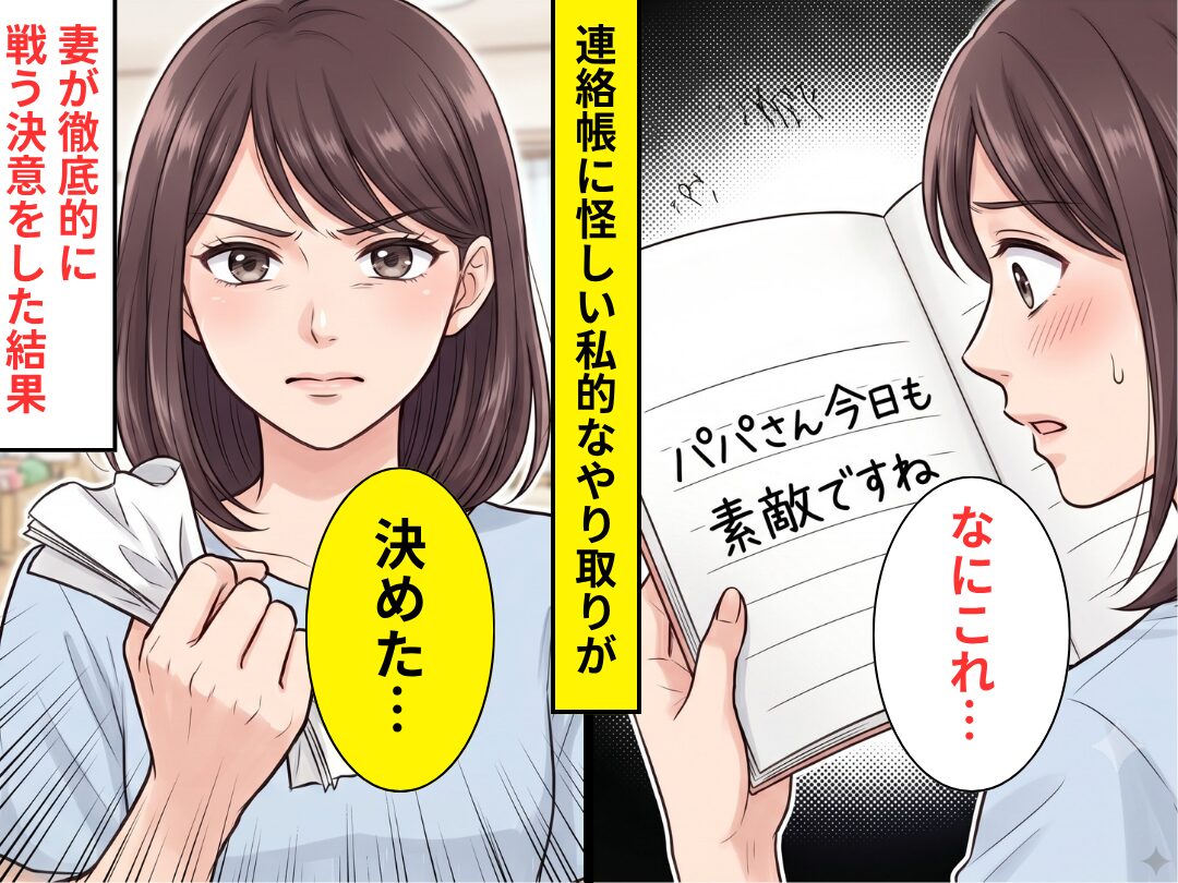 連絡帳に…「パパさん今日も素敵ですね」私的なコメントを書く保育士！？だが⇒妻が【徹底的に戦う】決意をした結果