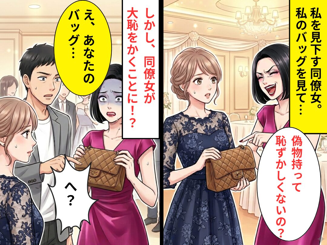 私のバッグを見て、同僚女「偽物って恥ずかしくない？」しかし⇒「え、あなたのバッグ…」周囲にある指摘を受け「へ！？」