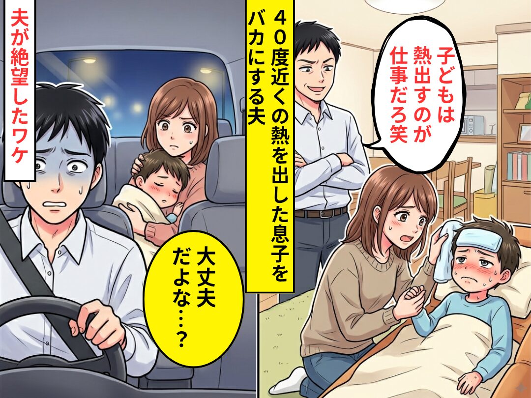 【40度】近く発熱した息子に…「熱出すのが子どもの仕事」バカにした言葉をかけた夫。しかし数十分後⇒「大丈夫だよな…？」夫が絶望したワケ