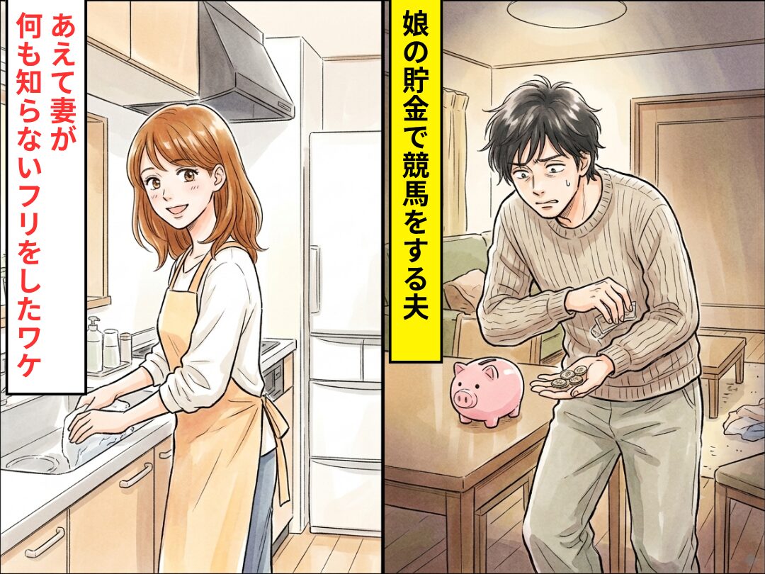 娘の貯金で競馬を楽しむ夫！？だが妻があえて【何も知らないフリ】をした理由に夫が震えた話