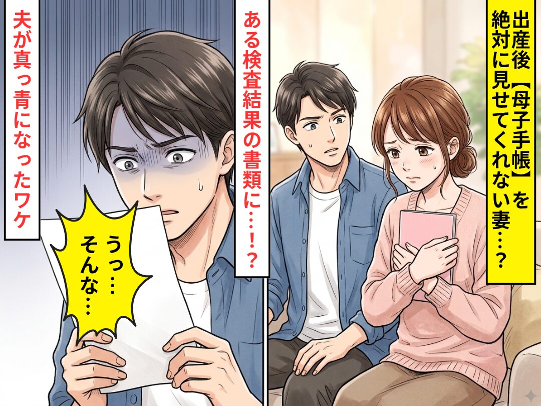 出産後【母子手帳】を絶対に見せてくれない妻…？⇒ある検査結果の書類に「うっ…そんな…」夫が真っ青になったワケ